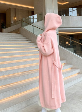 新款春季女装外套针织开衫女中长款宽松慵懒风温柔气质甜美长外套