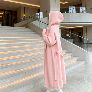新款春季女装外套针织开衫女中长款宽松慵懒风温柔气质甜美长外套