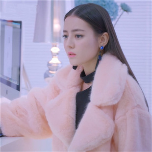 春秋女装风衣明显同款外套加棉加厚风衣女中长款粉色大衣甜美皮草