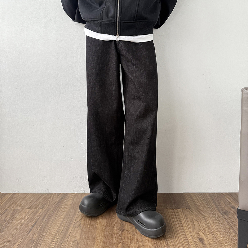 24LINE小众cleanfit黑色牛仔裤