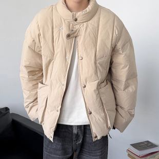 24LINE立体裁剪结构款白鸭绒羽绒服男士冬季保暖厚实工装立领外套