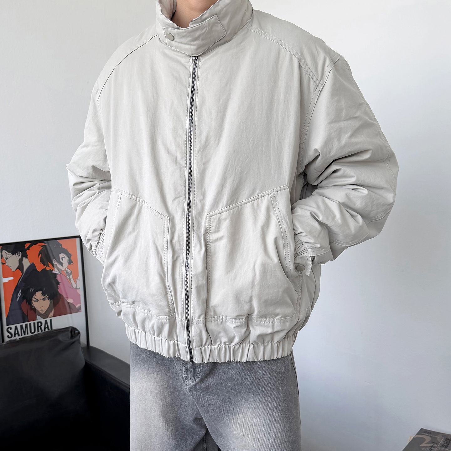 24line复古日系工装风立领羽绒服