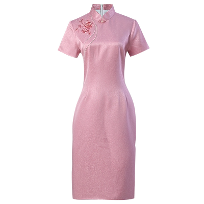 复古短款旗袍年轻喜婆婆礼服