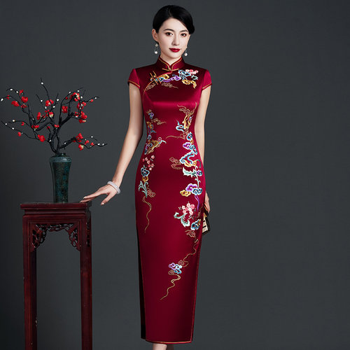 长款婚宴喜婆婆旗袍喜妈妈礼服