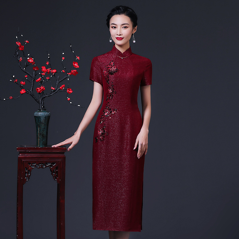 修身显瘦生日聚会复古风婚宴礼服