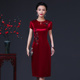 2026年新款 妈妈婚宴礼服旗袍裙醋酸缎改良酒红色小个子喜婆婆婚宴