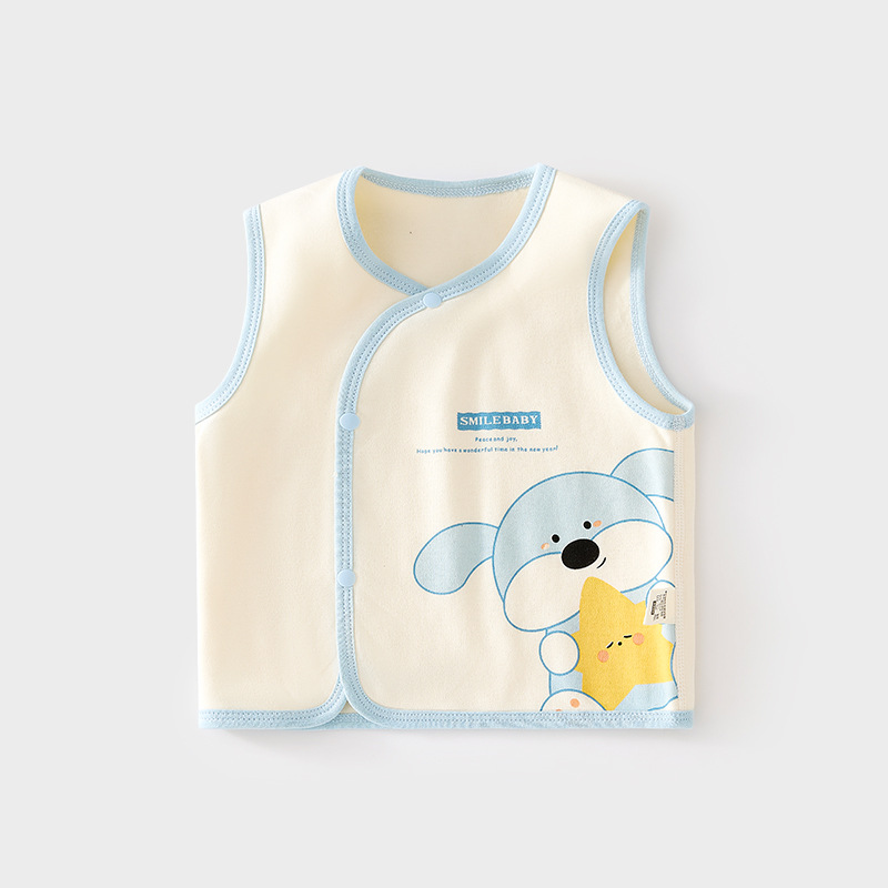 婴儿马甲护肚背心秋冬季宝宝双层儿童坎肩马夹新生儿纯棉保暖上衣