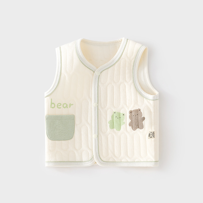 婴儿保暖马甲秋冬季宝宝夹棉背心儿童坎肩马夹新生儿纯棉护肚上衣