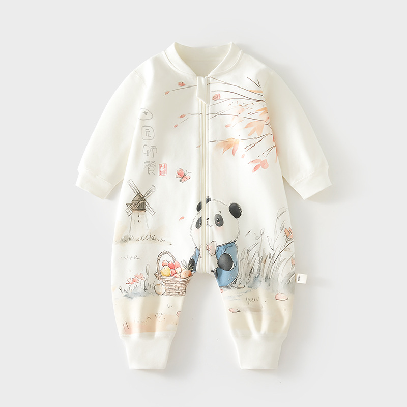 婴儿睡袋春秋冬单层宝宝分腿舒绒睡衣新生儿拉链式多功能防踢被