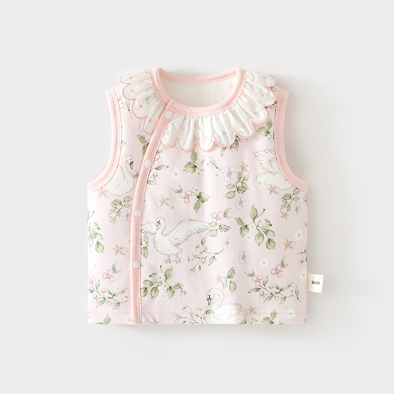 婴儿60克夹棉马甲护肚背心秋冬季宝宝儿童坎肩马夹翻领保暖上衣