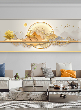 招财风景麋鹿2025年新款十字绣线绣客厅卧室玄关手工刺绣现代风格