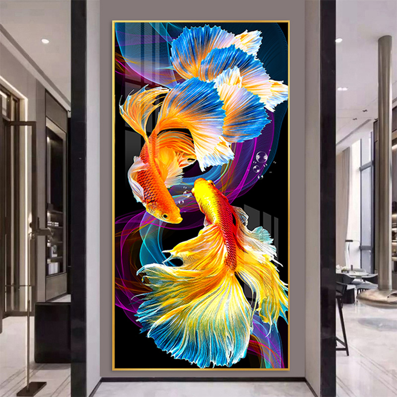 锦鲤客厅新款线绣十字绣