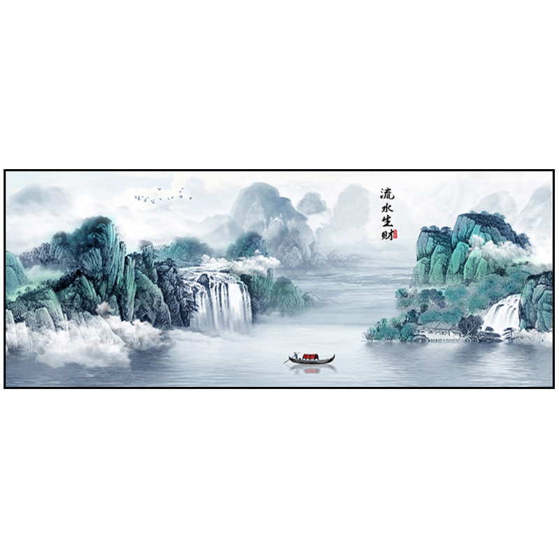 流水生财2026年新款十字绣线绣客厅山水风景大画手工自己刺绣大气