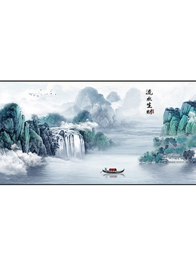 流水生财2026年十字绣客厅大气