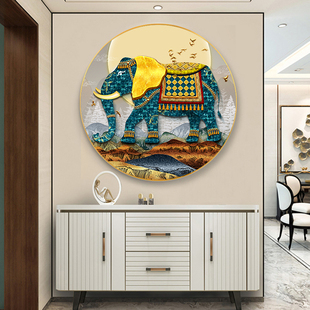 轻奢大象2023年新款十字绣线绣客厅玄关餐厅手工自己刺绣简单小件