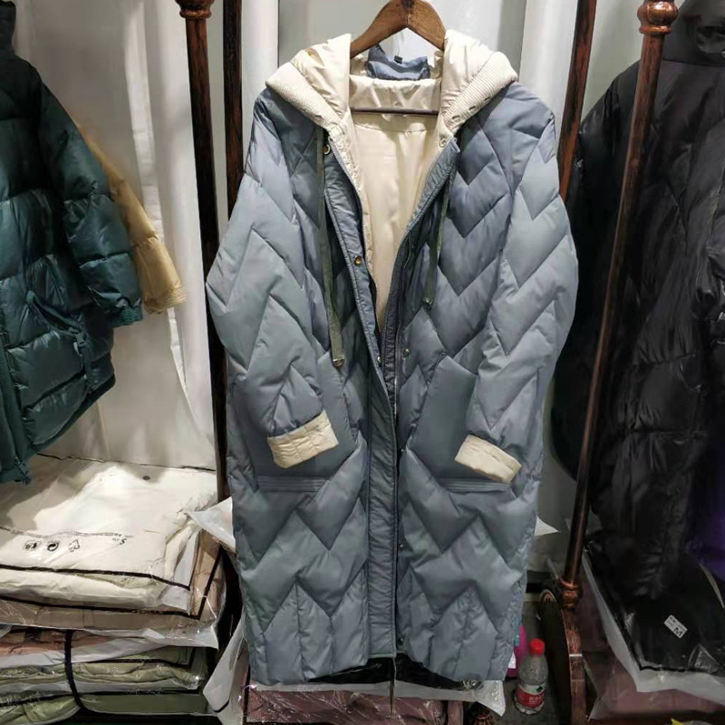2024秋冬新款羽绒服女装韩国中长款连帽宽松外套薄款白鸭绒冬季潮