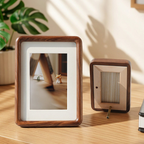 木可思实木圆角6寸8寸相框摆台