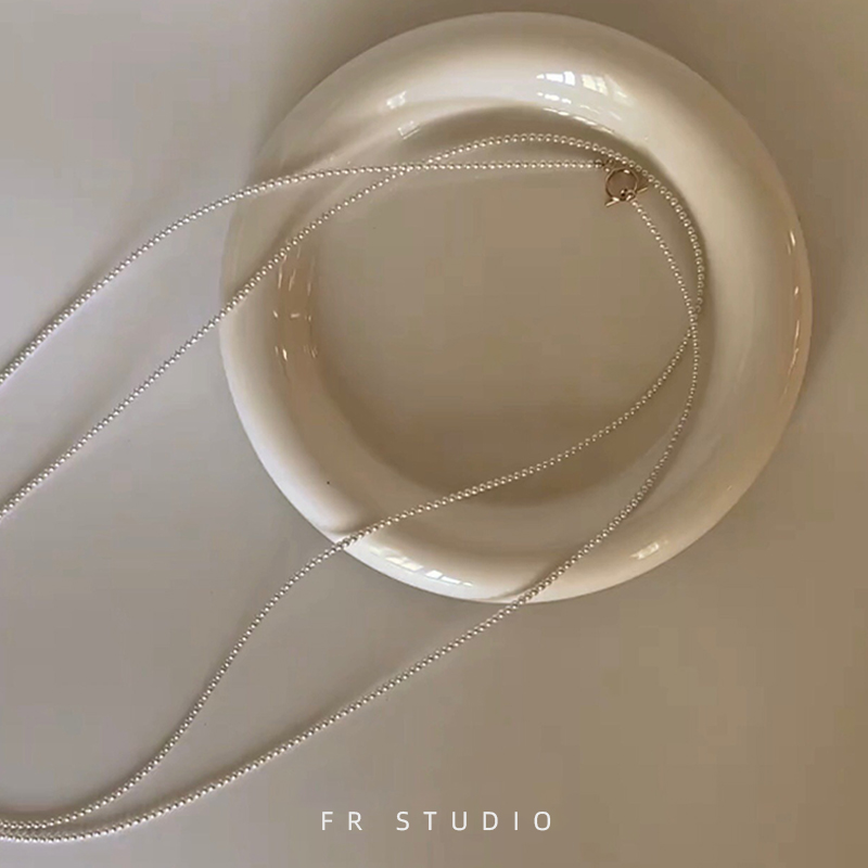 白色极细小米施家珍珠项链