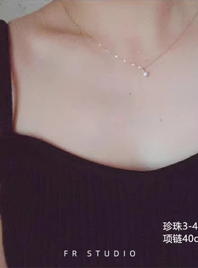 迷你极光淡水珍珠14k包金项链