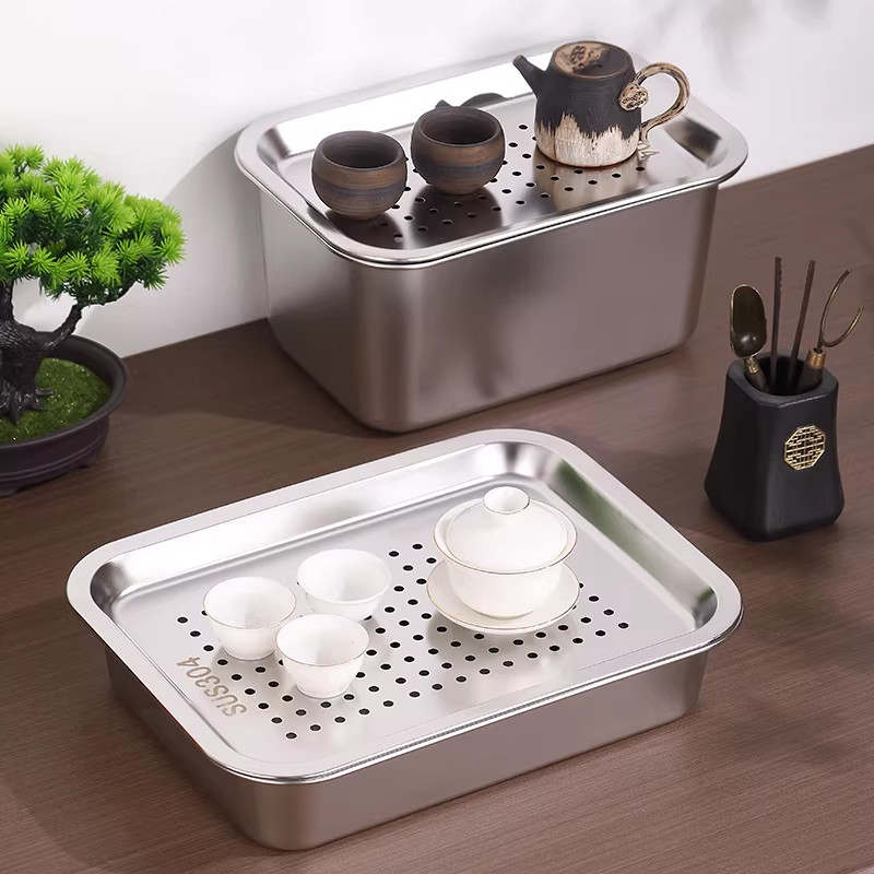 不锈钢茶盘客厅储水式茶托盘茶具