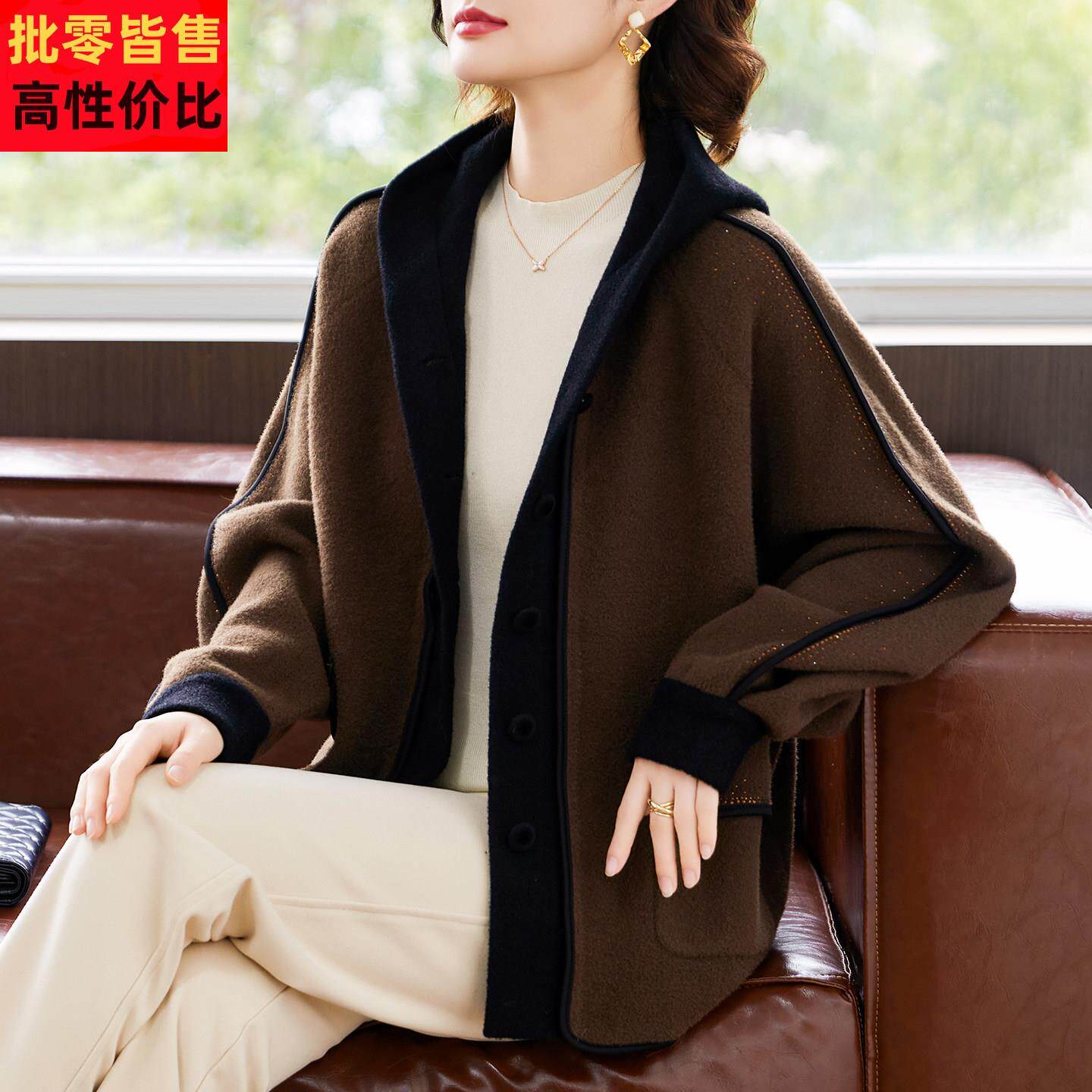 妈妈秋装2026新款短款毛呢外套中老年女装秋冬气质开衫夹克上衣服