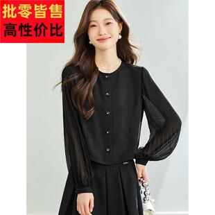 025春季 SRCR2558女特装 新款 超好看2独漂亮小衫 灯笼圆领衬衫 长袖 袖