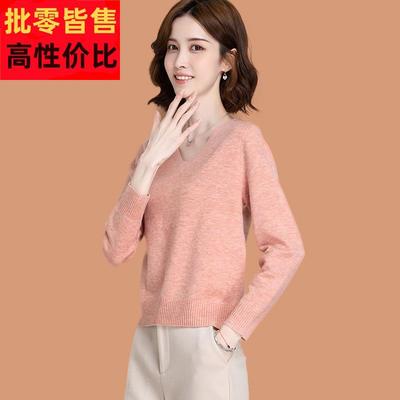 V领短款毛衣女款2025春秋新款小个子洋气内搭低领打底羊毛衫上衣