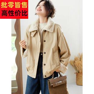 2025冬季新款加绒保暖棉服短外套气质长袖宽松加厚高级感上衣女装