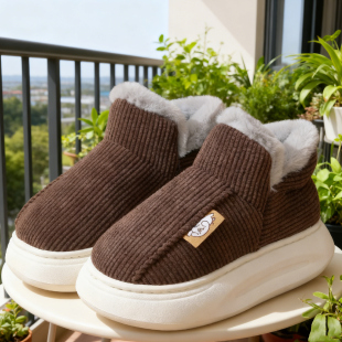 男士 棉拖鞋 家居室内棉鞋 厚底防滑保暖外穿毛拖鞋 女冬包跟2025新款