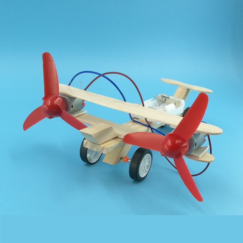 双翼电动滑行飞机 diy科技小制作发明 stem学生手工材料 科普模型