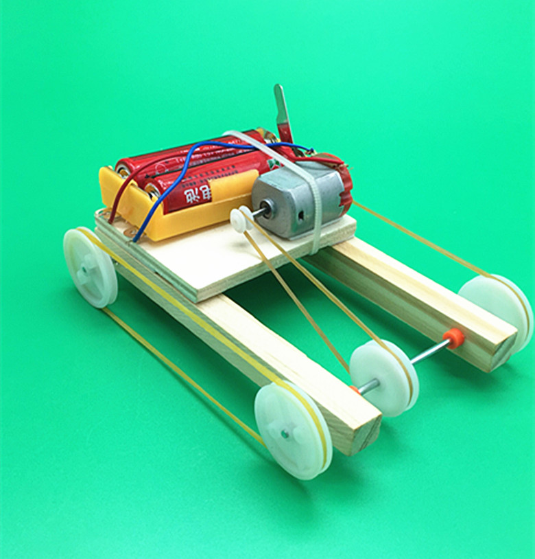四驱皮带齿轮车小制作 diy科技发明学生科学实验手工材料科普模型
