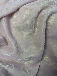 粉色真丝丝绒织金烂花绒面料高定新中式马甲外套国风旗袍服装布料