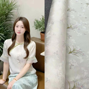 清新玉兰夏季真丝透孔花罗提花面料凉爽透气上衣宽腿裤连衣裙布料