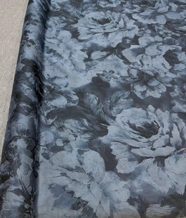 新品蓝色雀头黛真丝绞罗红云纱面料高定系列吊带裙旗袍连衣裙布料