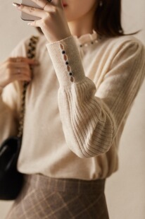 高级感宽松显瘦半高领羊绒针织衫 2026秋冬法式 毛衣女 哥家女装 正品