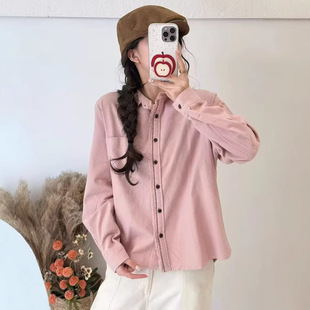 园园美衣款衬衫长袖女宽松休闲韩版学院风上衣磨毛亲肤衬衫慵懒风