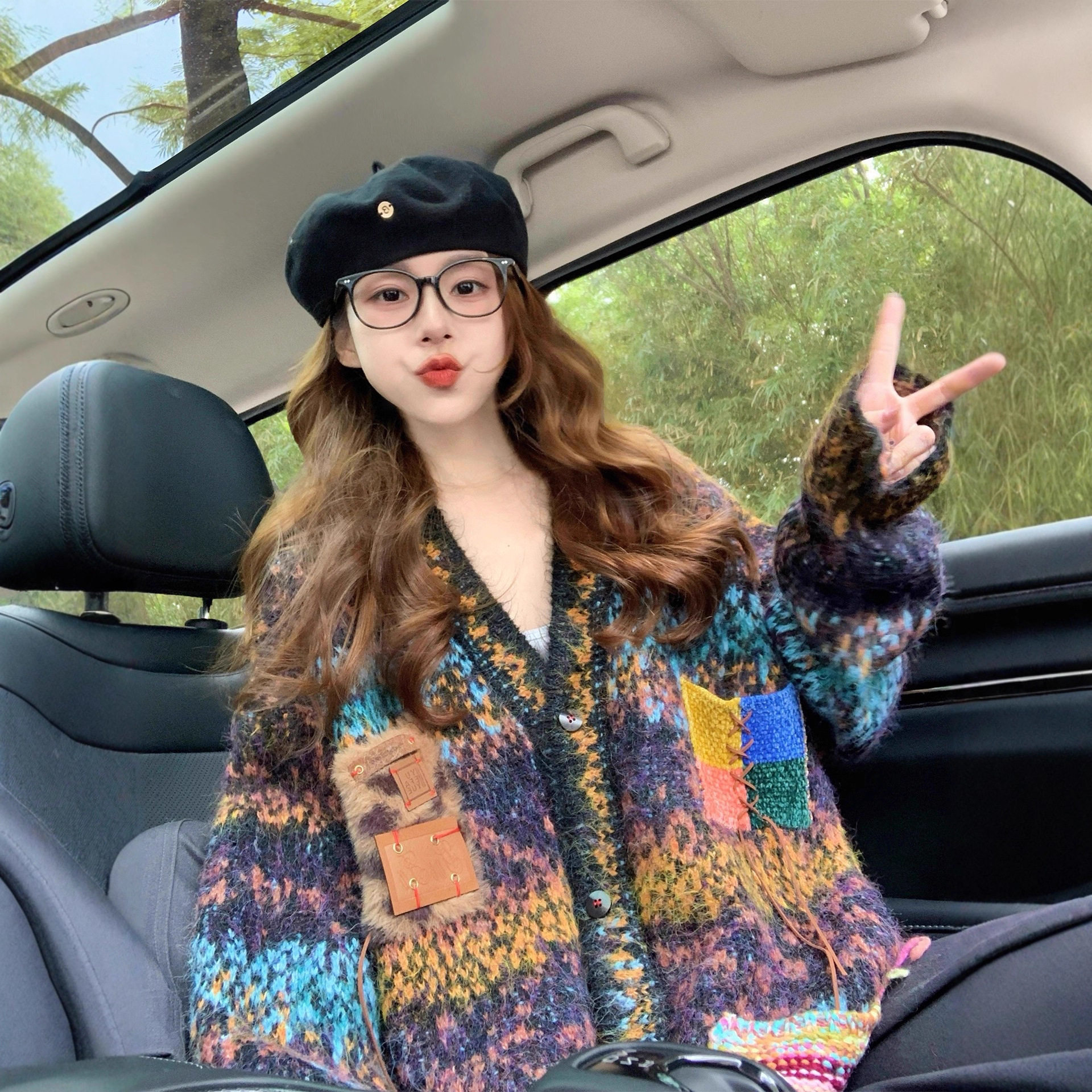 园园美衣v领针织毛衣外套女2026新款冬季设计高级感复古慵懒开衫