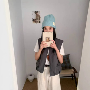 园园美衣马甲女格子里布无袖宽松休闲韩版学院风马夹新款坎肩时尚