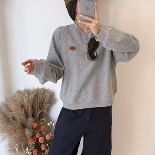 园园美衣卫衣暮冬棉皮标上衣宽松休闲韩版学院风长袖套头卫衣新款