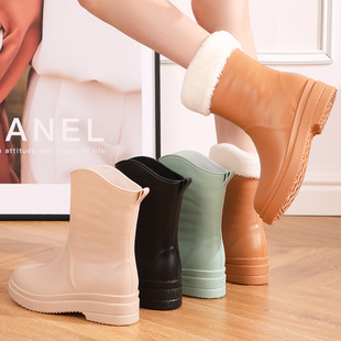 日系时尚雨鞋女冬防滑中低筒水鞋水靴短筒雨靴洗车菜厨房鞋胶鞋潮