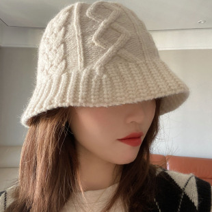 韩国百搭显脸小ins渔夫帽子女秋冬复古保暖针织毛线帽日系盆帽潮