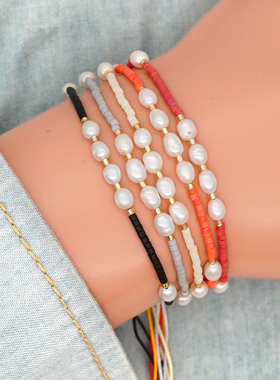 wk女玻璃珍珠小众高颜值小手链