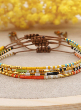 ins春夏新款简约仿MIYUKI米珠手工串珠百搭叠戴小手链女生闺蜜款