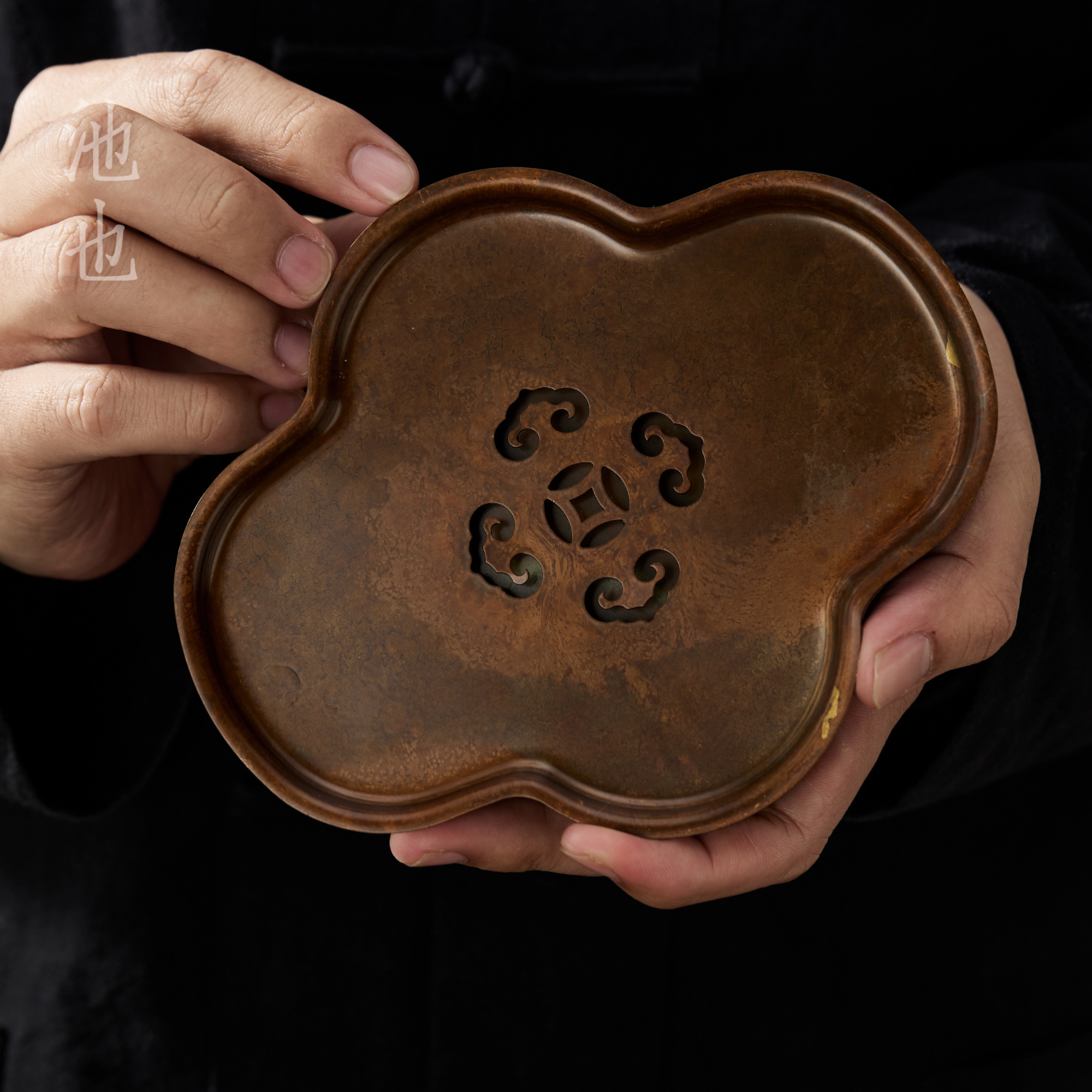 池也纯铜如意壶承中式复古干泡台储水茶盘小号干泡茶盘家用可蓄水