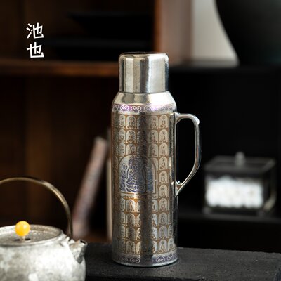 池也高端纯钛保温壶家用大容量泡茶壶传家壶机械显温双层焖茶壶