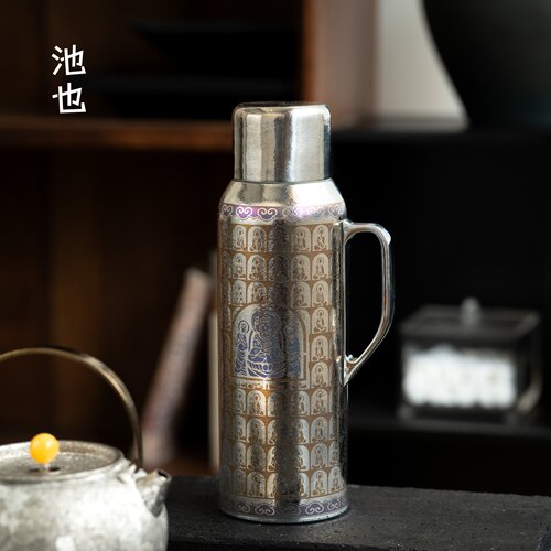 池也高端纯钛保温壶家用大容量泡茶壶传家壶机械显温双层焖茶壶