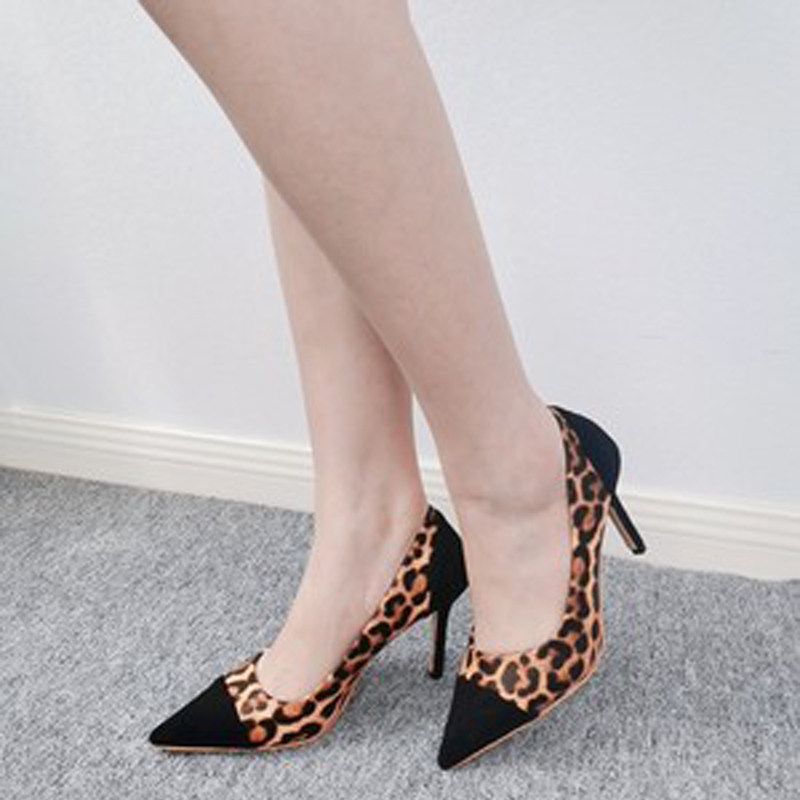 2020 Spring and summer new pattern Europe and America Leopard Suede Tip High-heeled shoes Stiletto Shallow mouth sexy fashion white collar Women's Shoesin the Women's Shoes, Low shoes  category - from Buy2taobao.com to provide professional Taobao agent buy service