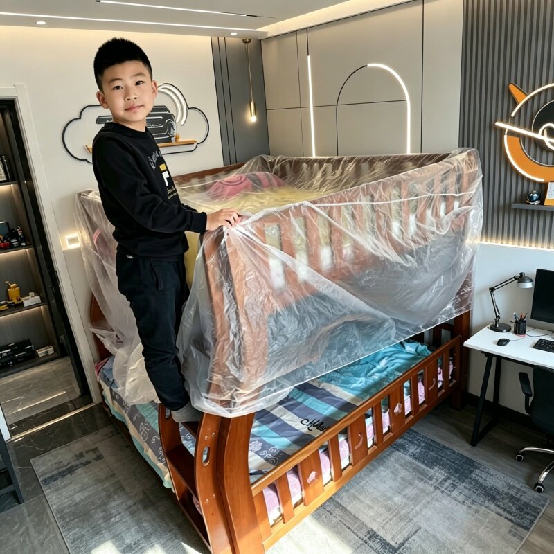 一次性松紧塑料防尘婴儿床全包罩