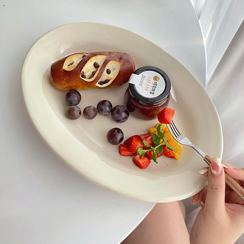 韩国ins陶瓷椭圆托盘减脂盘鱼盘