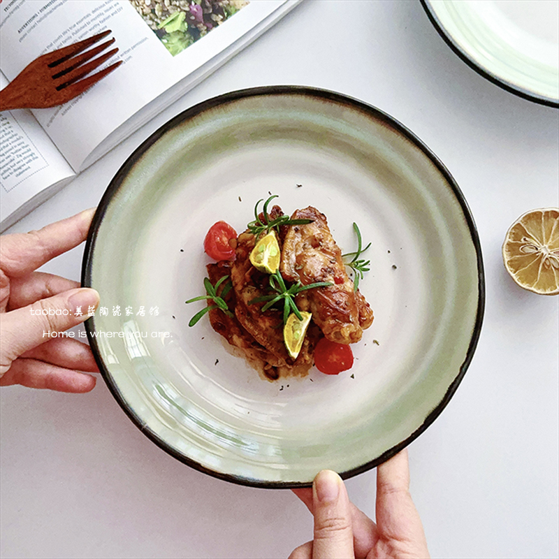 巨美复古实用陶瓷西餐盘家用菜盘